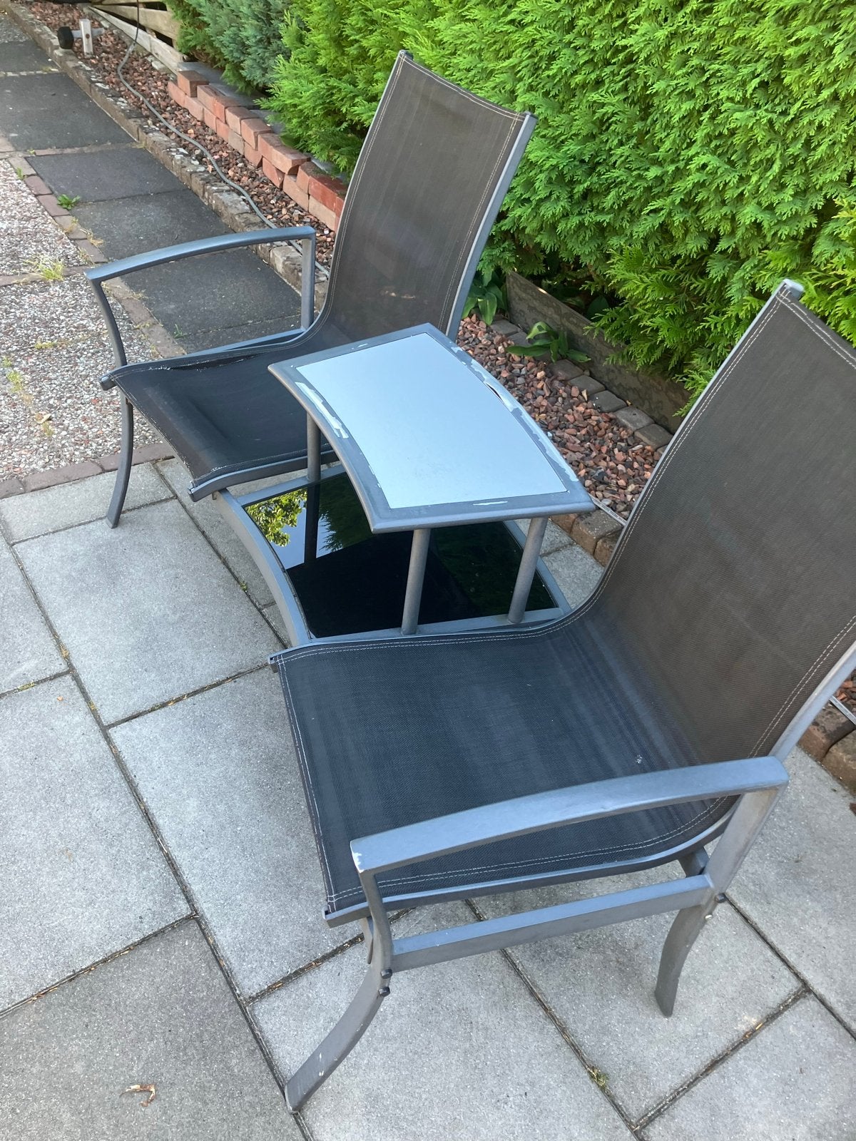 Tete a tete bankje om op te knappen, Ophalen, Gebruikt, Aluminium