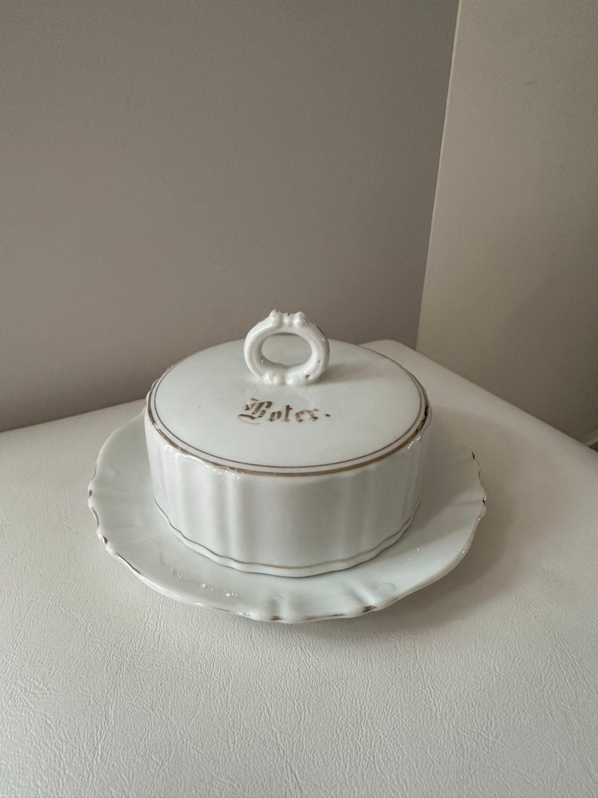 Vintage porseleinen botervloot met deksel - 'Boter', Ophalen of Verzenden