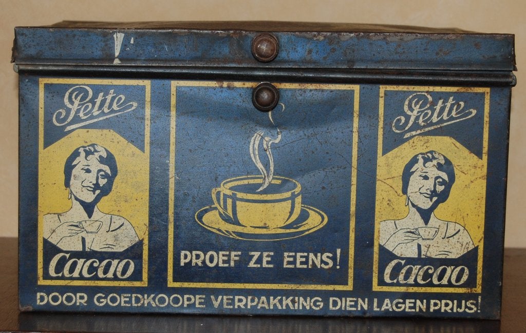 Pette Cacao blik, Verzamelen, Blikken, Ophalen of Verzenden, Gebruikt, Overige, Overige merken
