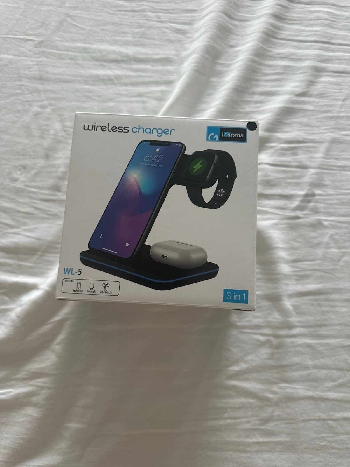 iGoma 3-in-1 Draadloze Oplader voor Telefoon, Watch, Oortjes, USB-C, Draadloze oplader, Ophalen of Verzenden, Zo goed als nieuw