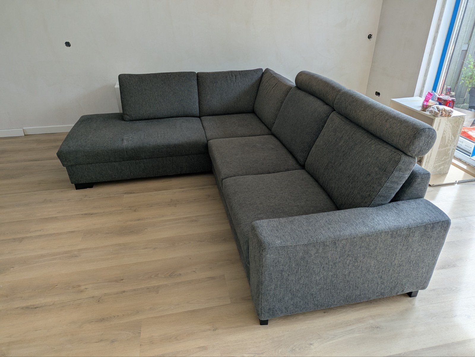 Ikea Sorvallen donkergrijze hoekbank met 2 hoofdsteunen, Huis en Inrichting, Ophalen, Gebruikt
