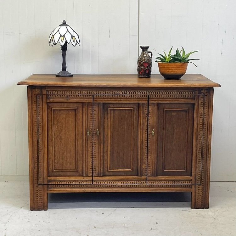 Antieke eiken TV kast kist opbergkist meubel lades vintage, Huis en Inrichting, Gebruikt, 100 tot 150 cm, Onbekend, 25 tot 50 cm