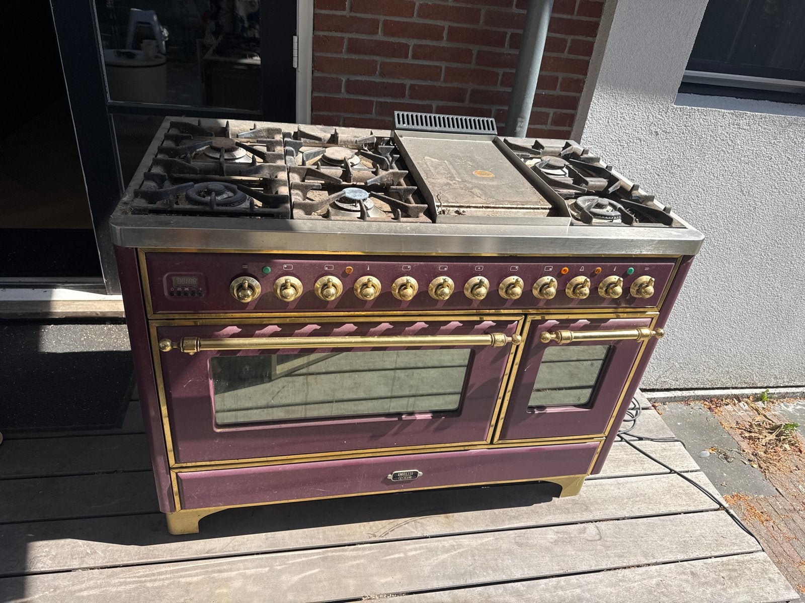 Boretti fornuis met teppanyaki en 2 ovens, 120 cm breed, Ophalen, Gebruikt, 60 cm of meer, Grill