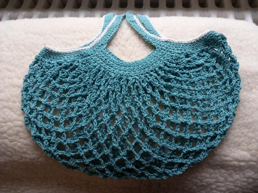 gehaakte tas boho hippie vintage stijl 100% katoen turquoise, Ophalen of Verzenden, Nieuw, Overige kleuren