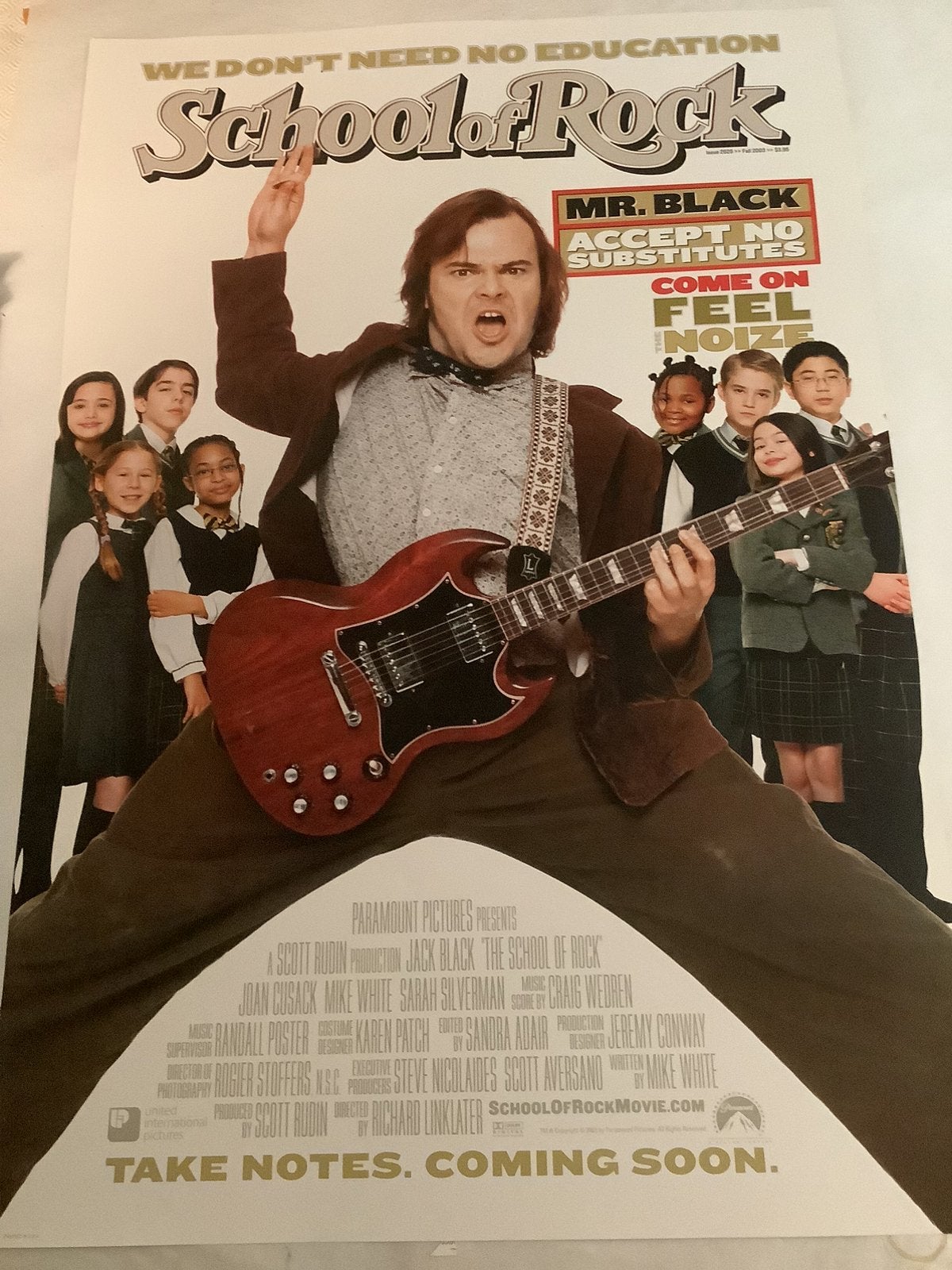 SCHOOL OF ROCK   USA FILMPOSTER   68,5-101,5 cm, Verzamelen, Verzenden, Zo goed als nieuw