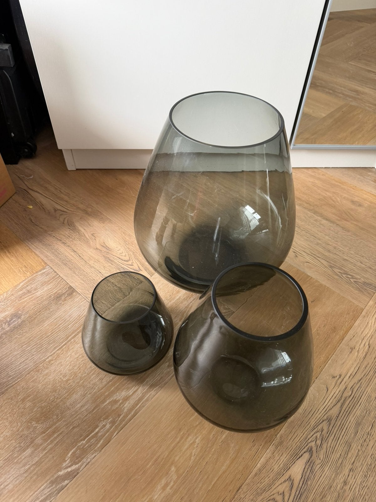 Windlichten smoke glas, Ophalen, Zo goed als nieuw