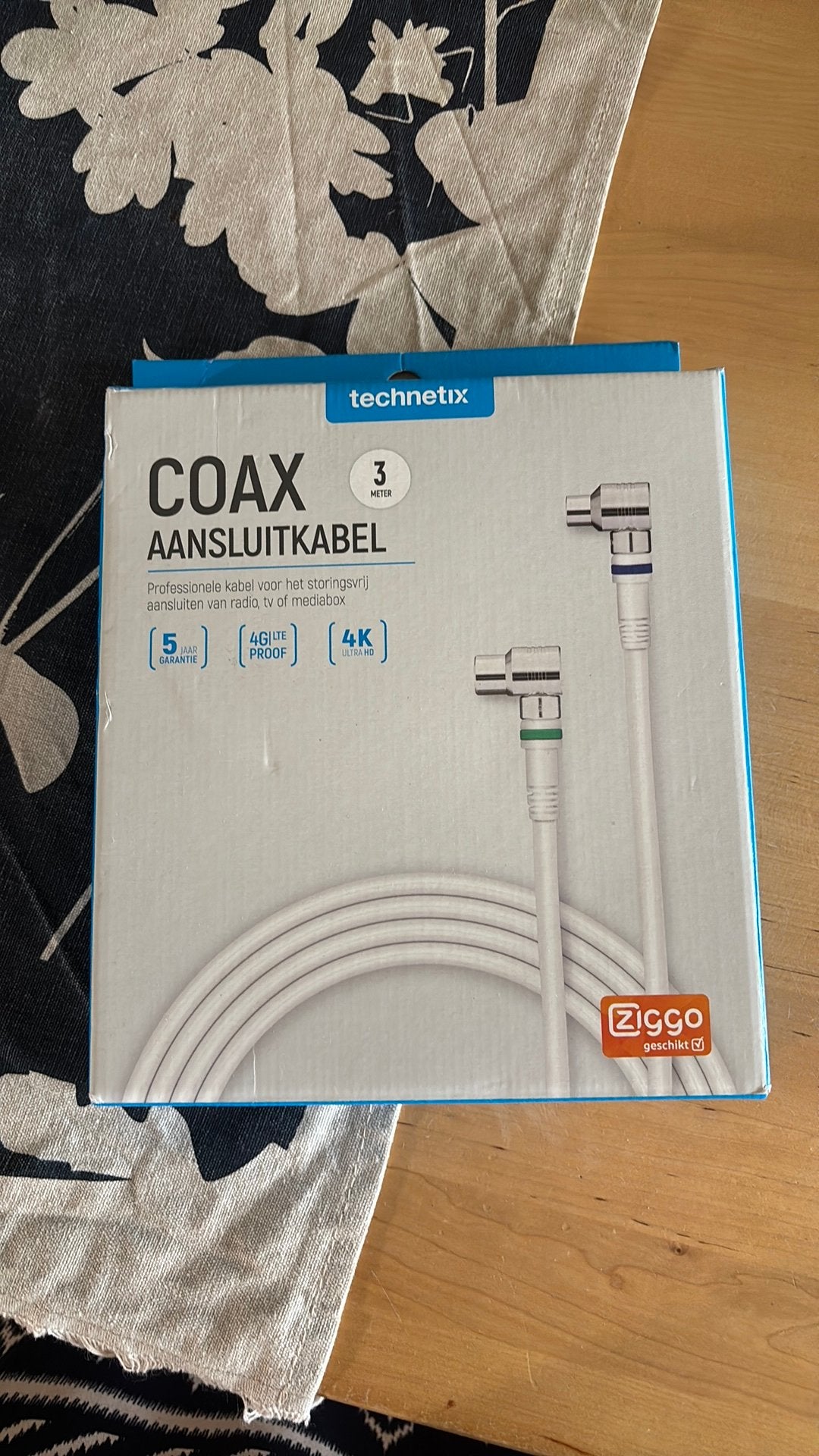 Technetix coax kabel 3m, Ophalen of Verzenden, Nieuw, Coaxiale kabel