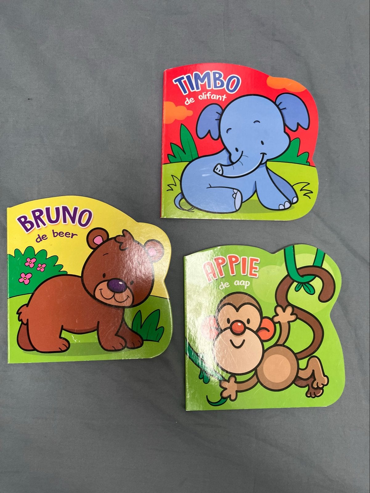 Set van 3 babyboekjes: Timbo, Bruno en Appie, Ophalen of Verzenden, Zo goed als nieuw, Uitklap-, Voel- of Ontdekboek, 0 tot 6 maanden