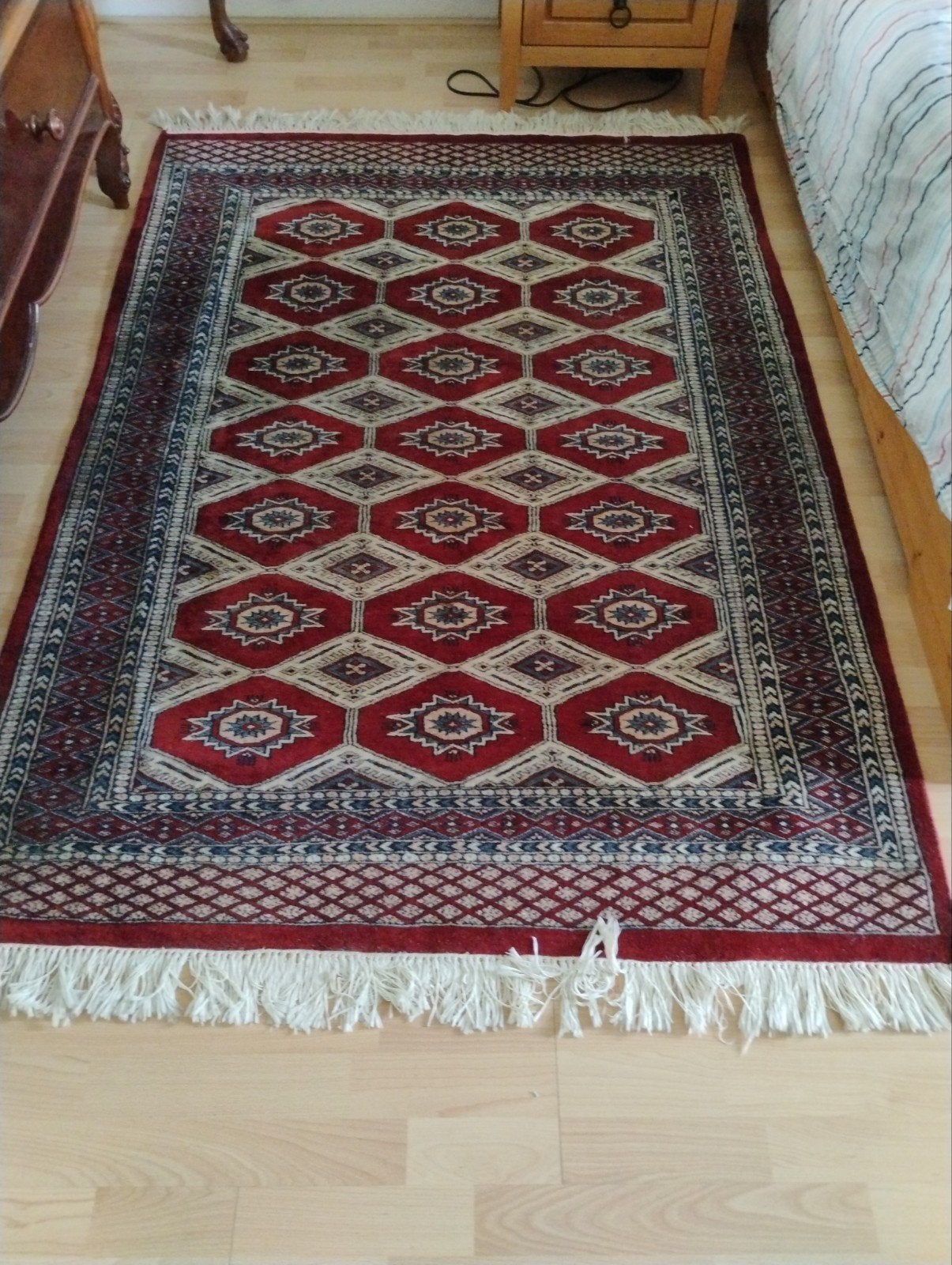 Prachtig handgeknoopt tapijt uit India, 195x123 cm, Gebruikt, 100 tot 150 cm, Blauw, Ophalen of Verzenden