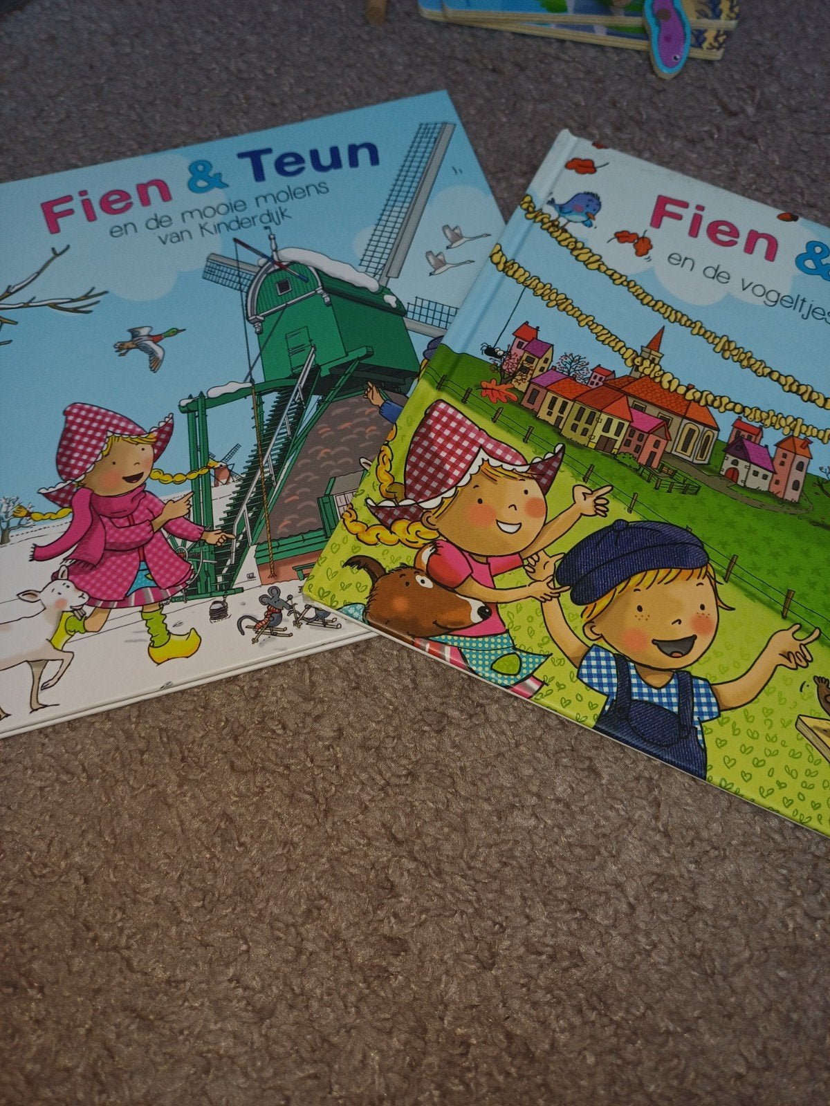 Fien & Teun Boeken: Molens van Kinderdijk & Vogeltjes, Ophalen of Verzenden, Zo goed als nieuw, Fien & Teun, Fictie algemeen