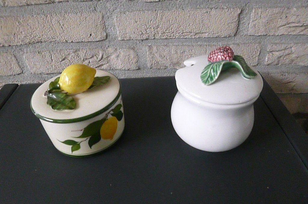 2 mooie retro jampotjes van keramiek, Ophalen of Verzenden, Overige typen