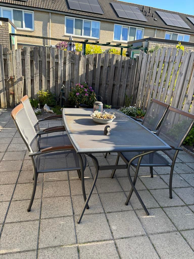 Aluminum tuinset, Ophalen, 4 zitplaatsen, Gebruikt, Aluminium