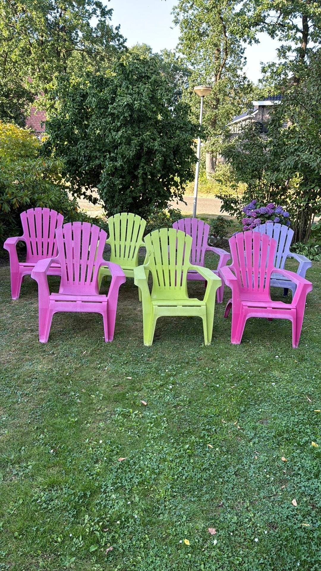 7 tuinstoelen, Tuin en Terras, Tuinstoelen, Gebruikt, Kunststof, Stapelbaar, Ophalen