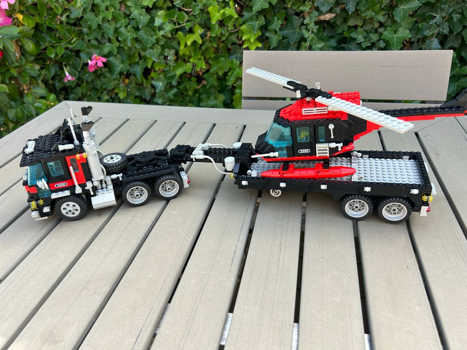 Lego Model Team 5590 Vrachtwagen met Helikopter, Gebruikt, Overige thema's, Lego, Compleet
