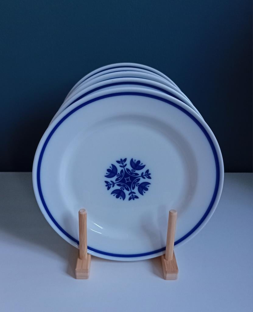 5 unieke borden blauw wit Mosa Maastricht Holland, Huis en Inrichting, Keuken | Servies, Zo goed als nieuw, Bord(en), Overige stijlen