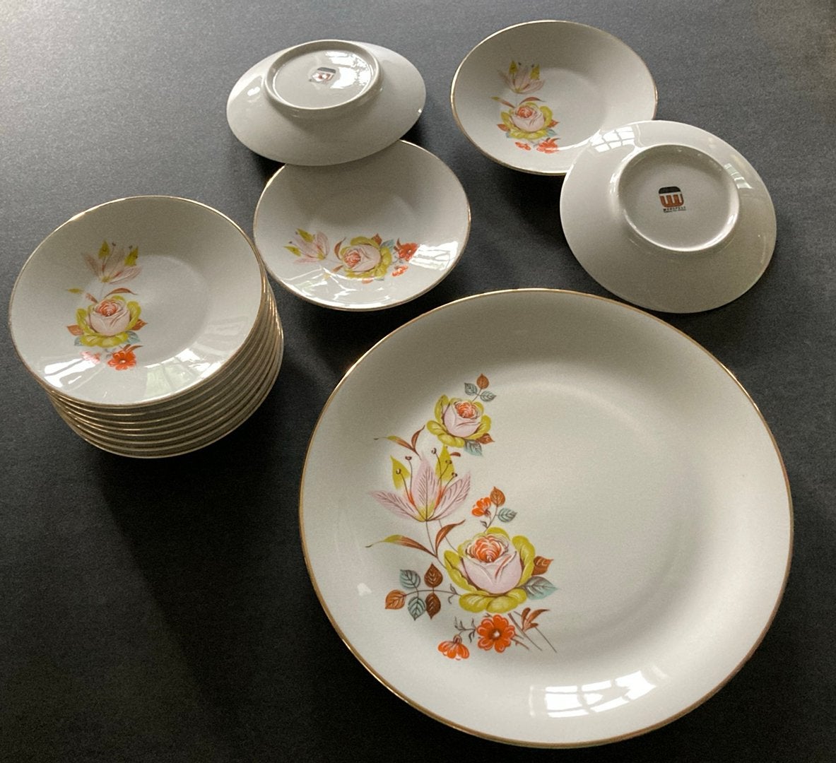 Compleet 13 delig Italiaans gebakstel, vintage gebakstel, Ophalen