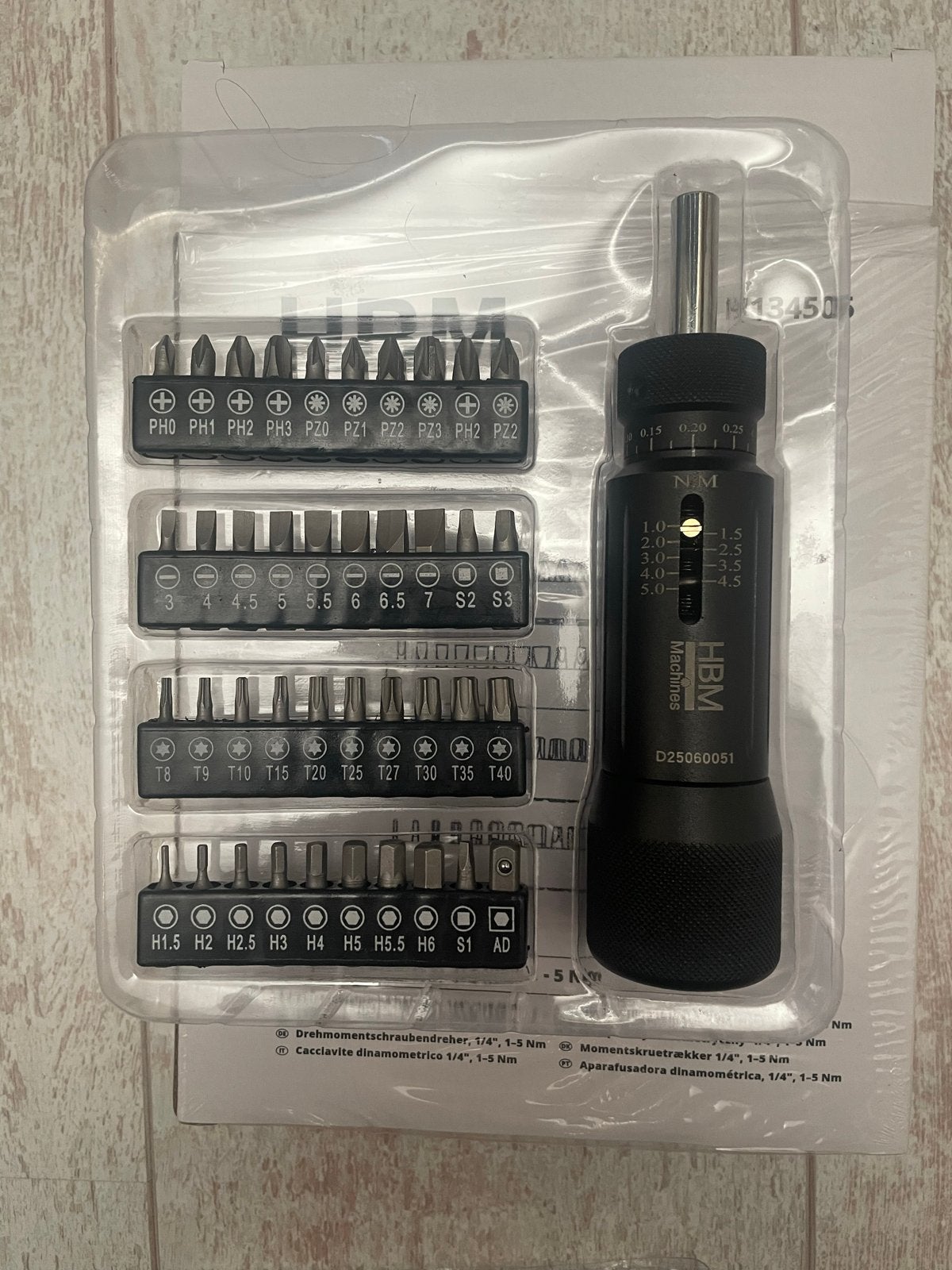 HBM Momentschroevendraaier Set met Bits 1-5 Nm, Ophalen of Verzenden, Nieuw, Schroevendraaier, Overige merken
