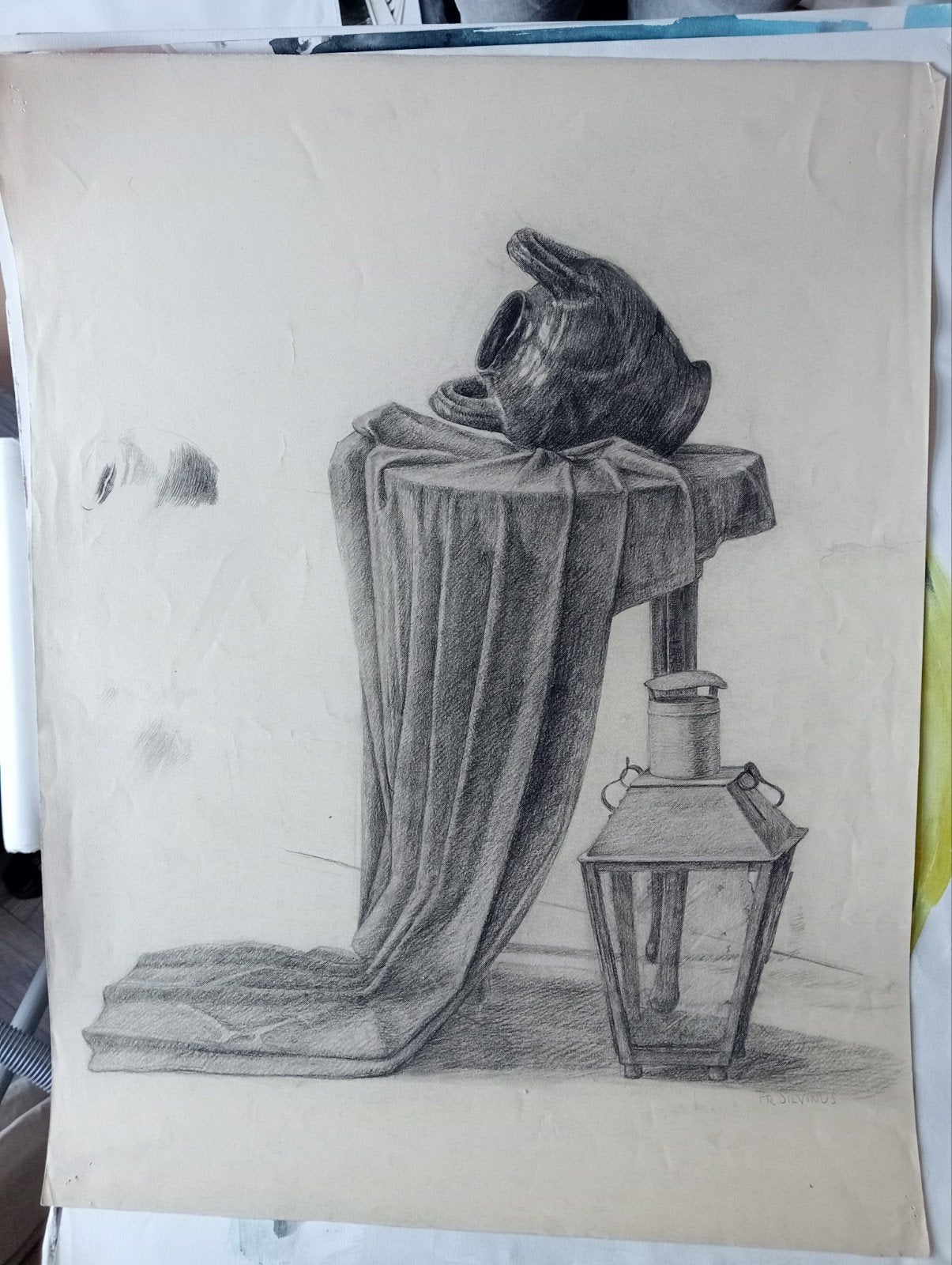 Houtskool tekening Stilleven jaren 30-60, Antiek en Kunst, Ophalen of Verzenden