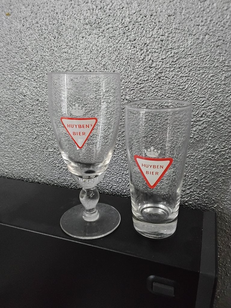 Oude bierglazen huyben's en huyben bier, Verzamelen, Ophalen of Verzenden, Zo goed als nieuw, Glas of Glazen, Heineken