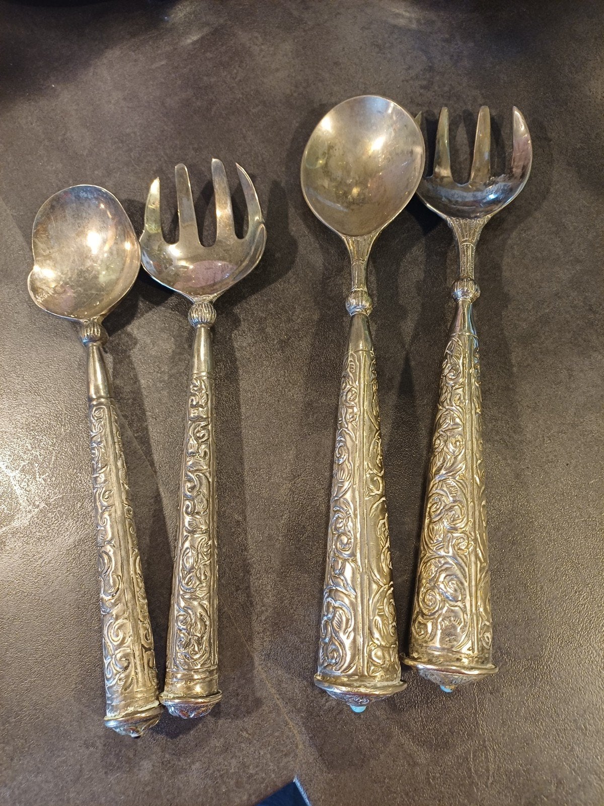 Prachtig Vintage bewerkt Frans verzilverd Bestek Slacouvert, Verzenden