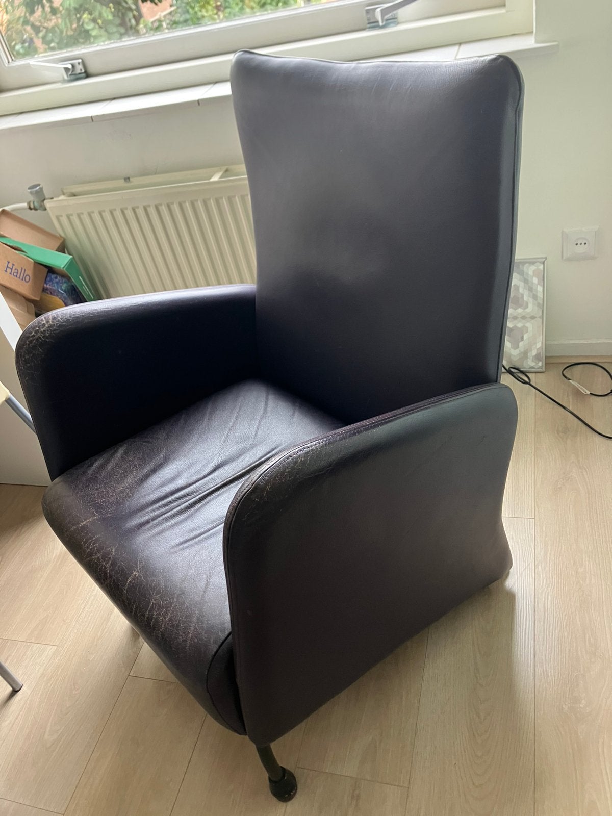 Leren fauteuils / stoelen paars gratis, Ophalen, Gebruikt, 50 tot 75 cm, Leer