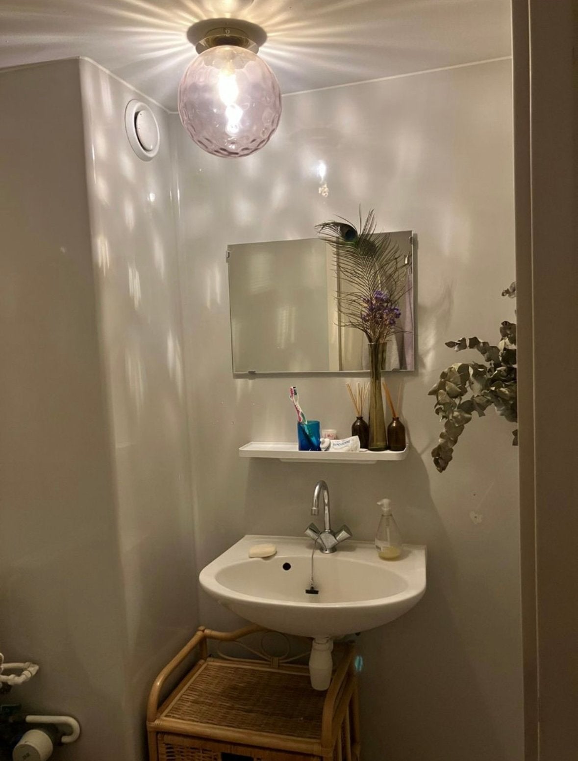 Made Lila Roze Glazen Badkamerlamp, Overige merken, Waterbestendig, Roze, E14 (klein)