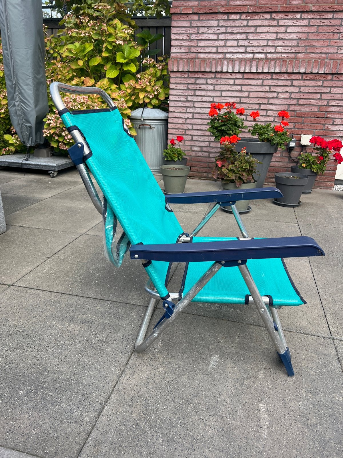 Opvouwbare strandstoel / campingstoel - turquoise, Ophalen, Gebruikt, Campingstoel