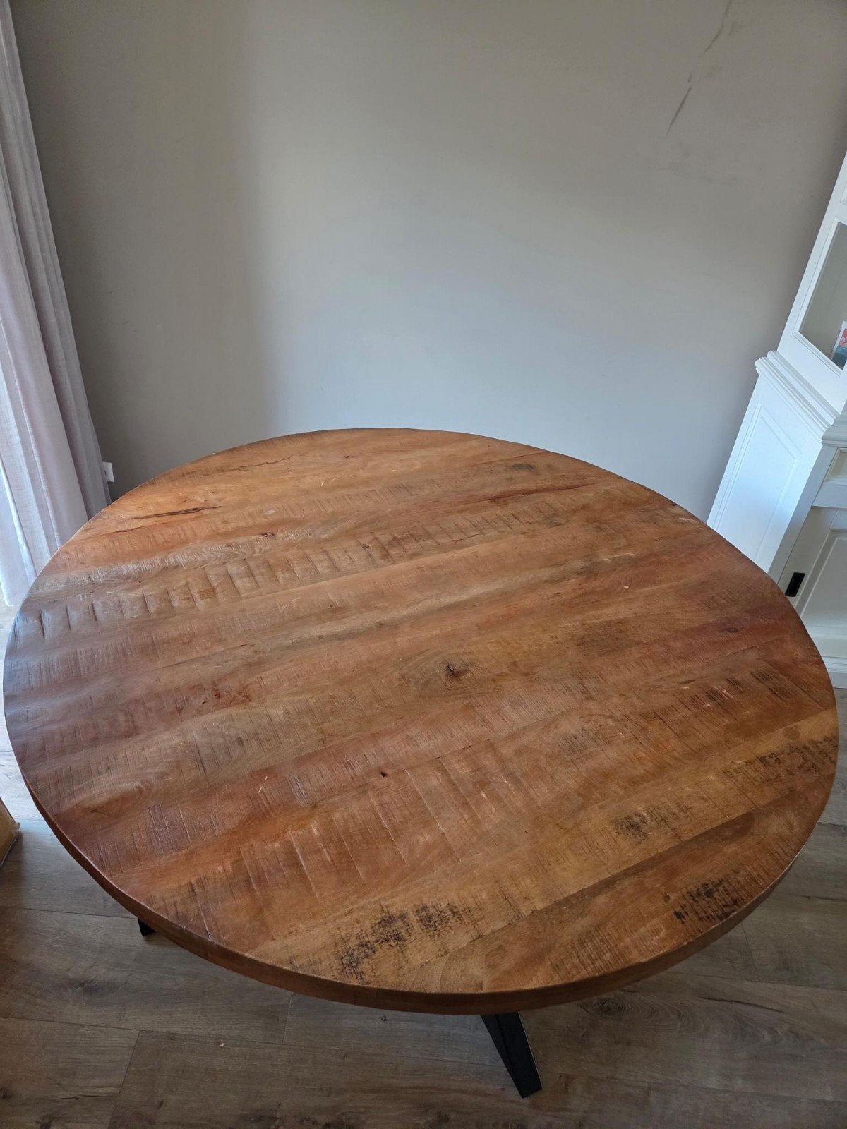 Ronde eettafel mangohout 160 cm, Overige houtsoorten, Gebruikt, 150 tot 200 cm, Rond