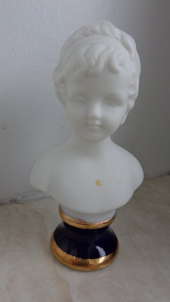 Buste biscuit porselein Meisje met strik Capodimonte, Antiek en Kunst, Ophalen