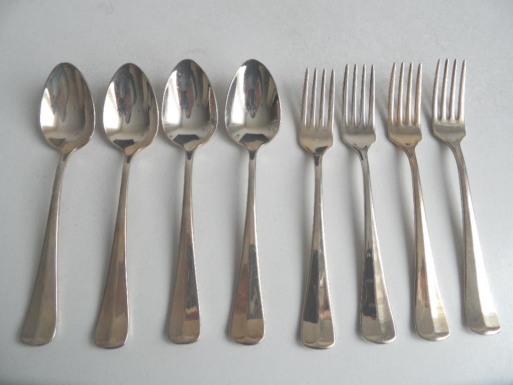 VKB Haagslofje? verzilverd 100,4 lepel 4 vorkjes gebak of ?, Antiek en Kunst, Ophalen of Verzenden