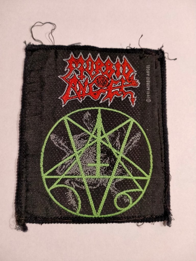 Morbid Angel pentagram vintage heavy metal patch embleem, Ophalen of Verzenden, Gebruikt, Kleding