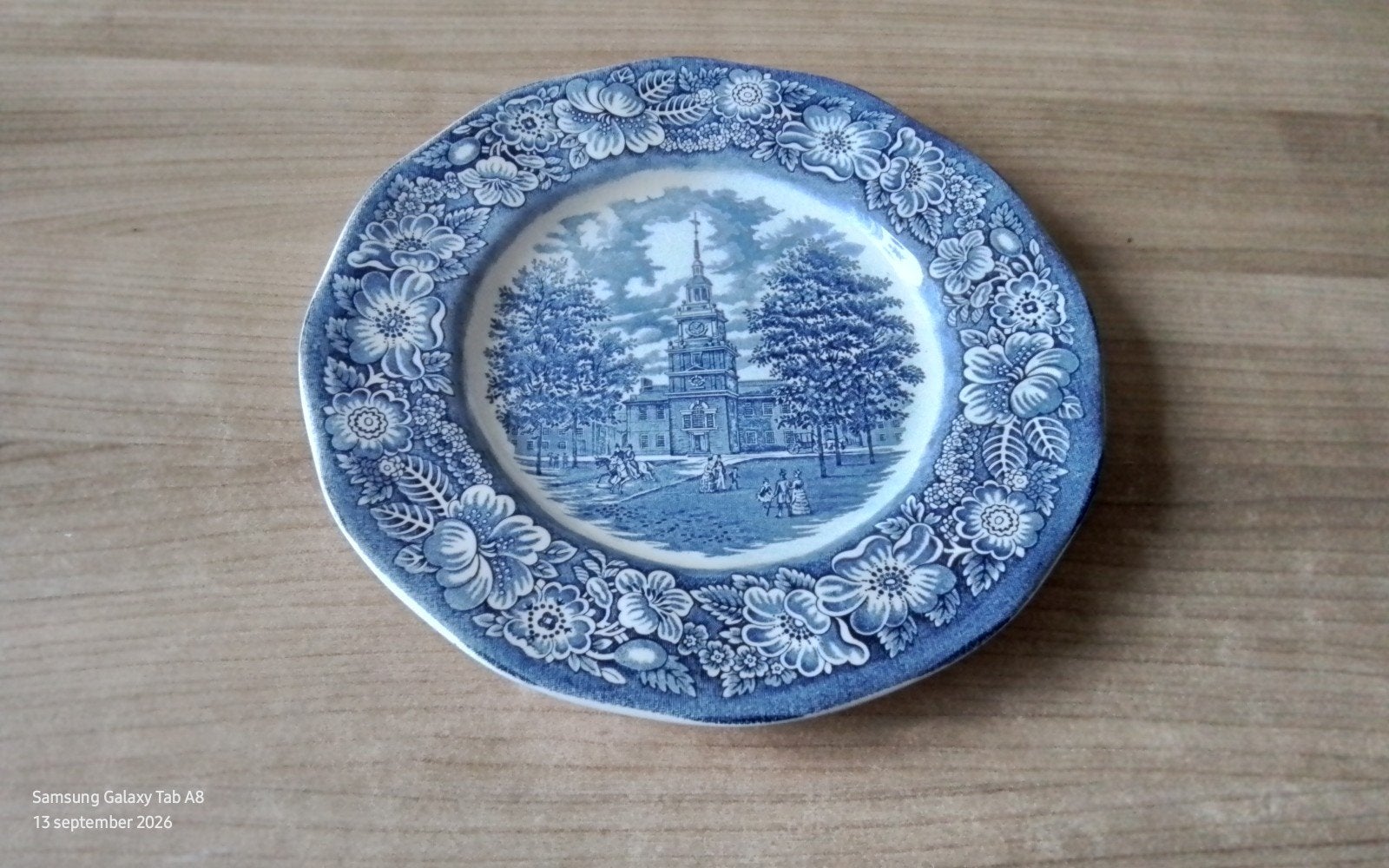 Liberty Blue Independence Hall bord - 25 cm, Antiek en Kunst, Ophalen of Verzenden