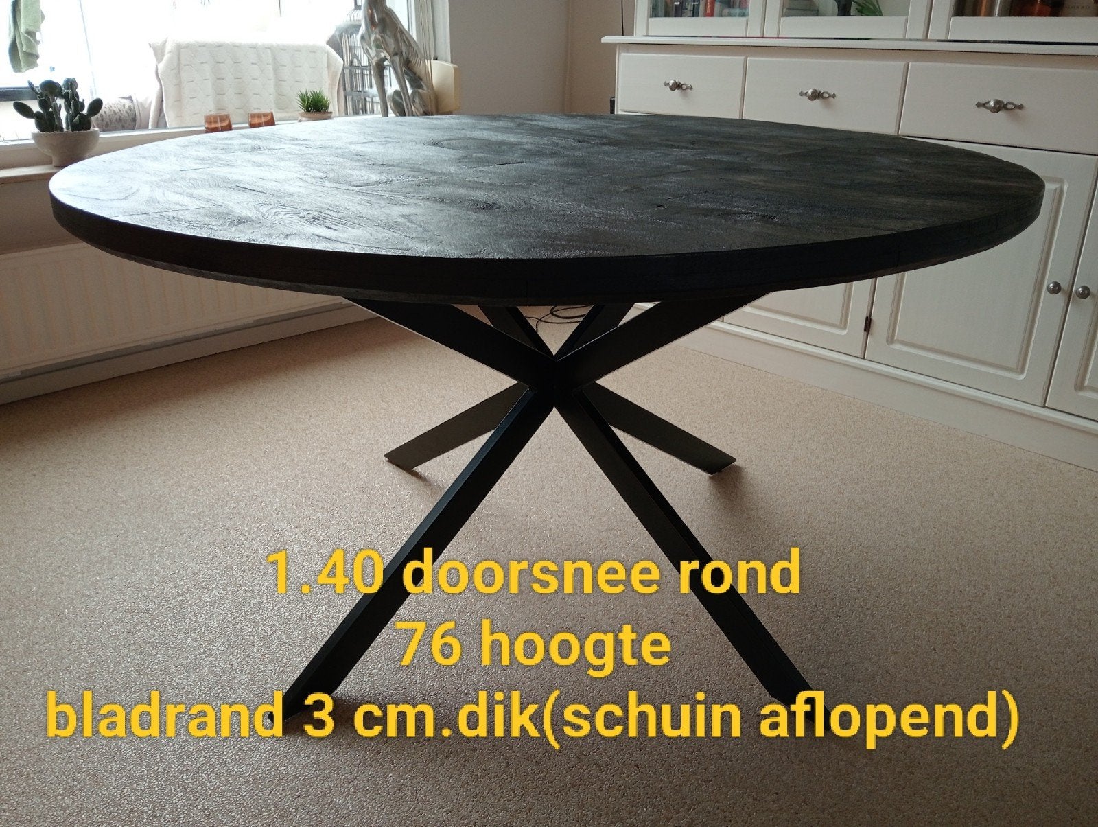 Eettafel rond mangohout, Ophalen, Rond, Zo goed als nieuw, Overige houtsoorten