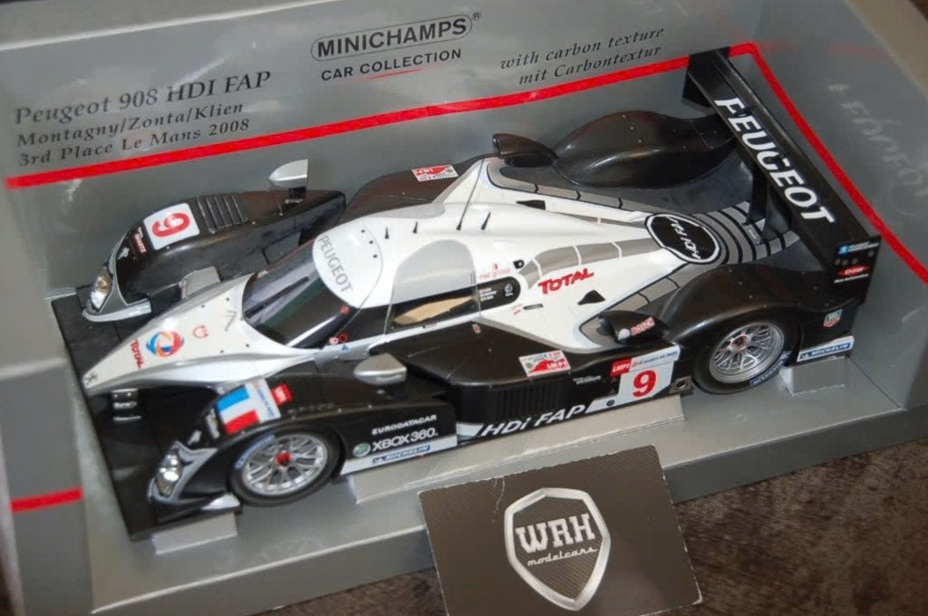 1:18 PEUGEOT 908 HDI FAP #9 3RD LEMANS 2008 Minichamps WRH, Verzenden, Zo goed als nieuw, Auto, MiniChamps
