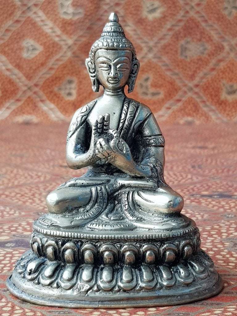 Mooi origineel oud Oosters brons beeldje van Boeddha 10 cm., Antiek en Kunst, Zilver, Handgemaakt, Ophalen of Verzenden, Overige herkomsten