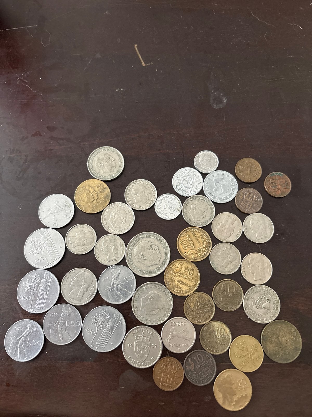 Partij oude Europese munten jaren '50/'60 - Italië, Frankrij, Postzegels en Munten, Ophalen of Verzenden, Overige landen, Setje