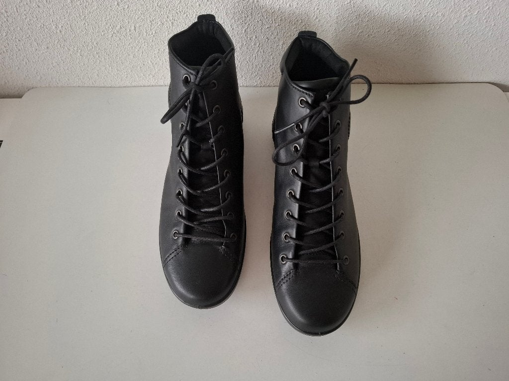 Ecco Soft maat 39 zwarte leren veter boots laarzen ZGAN, Ecco, Verzenden, Zwart, Sneakers of Gympen