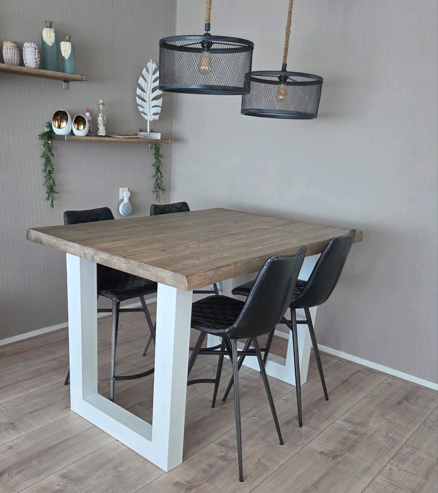 Countertafel Rough incl 4 barkrukken, Ophalen, Gebruikt, Landelijk, 4 tot 6 stoelen