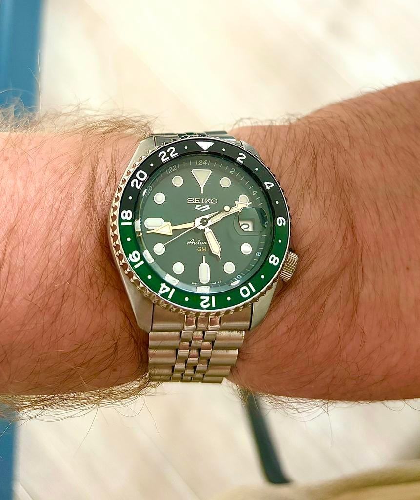 Seiko 5 GMT sprite - SSK035 - full set - zeer mooie staat, Ophalen, Staal, Polshorloge, Zo goed als nieuw