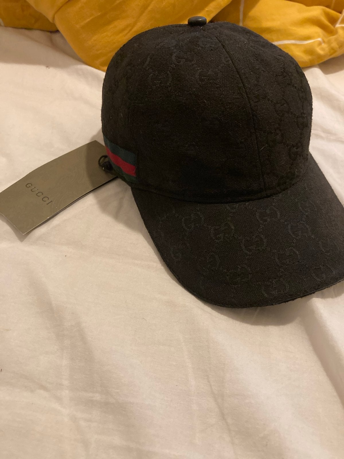 Gucci GG Canvas Baseballpet Zwart met Webdetail, Kleding | Heren, Hoeden en Petten, Ophalen of Verzenden, Zo goed als nieuw, Pet