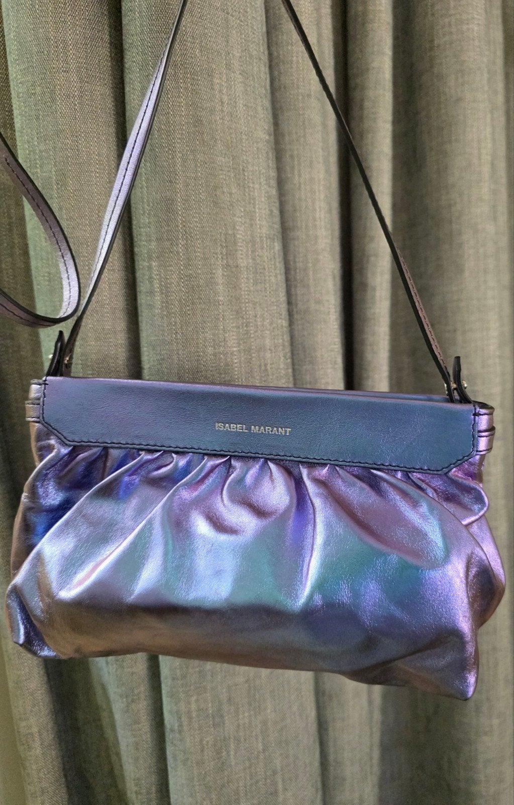 Isabel Marant 'Luzes' Iridescent Metalic lila Tas, Ophalen of Verzenden, Zo goed als nieuw, Paars, Leer