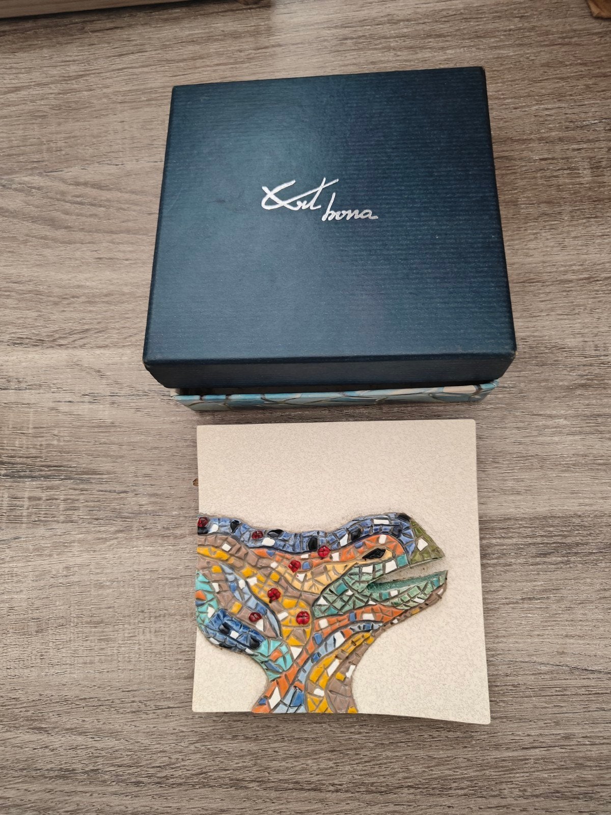 Art Bona Gaudi Mozaïek Hagedis Tegel, Antiek en Kunst, Meerkleurig, Object, Ophalen of Verzenden, 12 cm