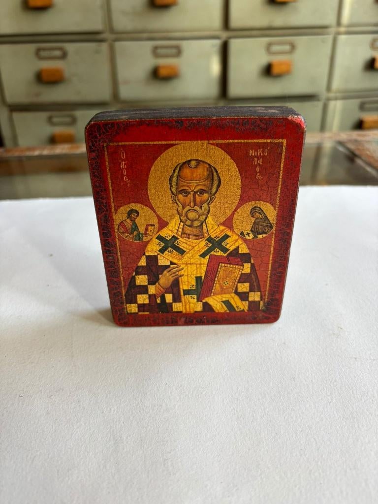 Byzantijnse Icoon van Sint-Nicolaas (ca. 1970–1990)., Antiek en Kunst, Antiek | Religie, Ophalen of Verzenden
