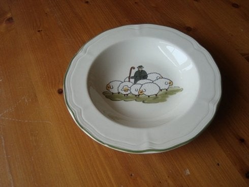 Diepe borden Schaapjes servies, Info@detagrijn.com, Overige materialen, Overige merken, Nieuw