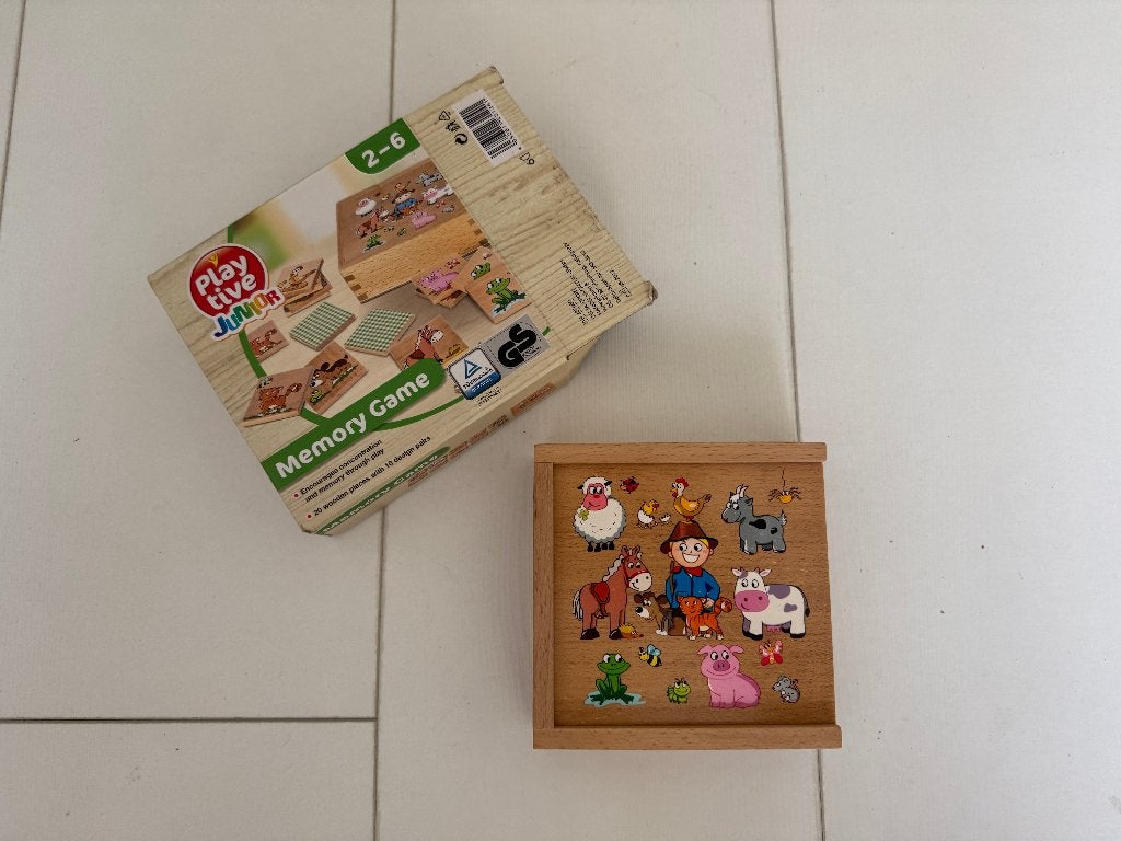 Playtive Junior houten memoryspel in kist, Kinderen en Baby's, Speelgoed | Houten speelgoed, Zo goed als nieuw, Ophalen of Verzenden