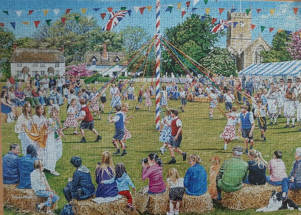 Legpuzzel 'Around The Maypole', Gibsons, 1000 st, ZGAN, Ophalen of Verzenden, 500 t/m 1500 stukjes, Zo goed als nieuw, Legpuzzel