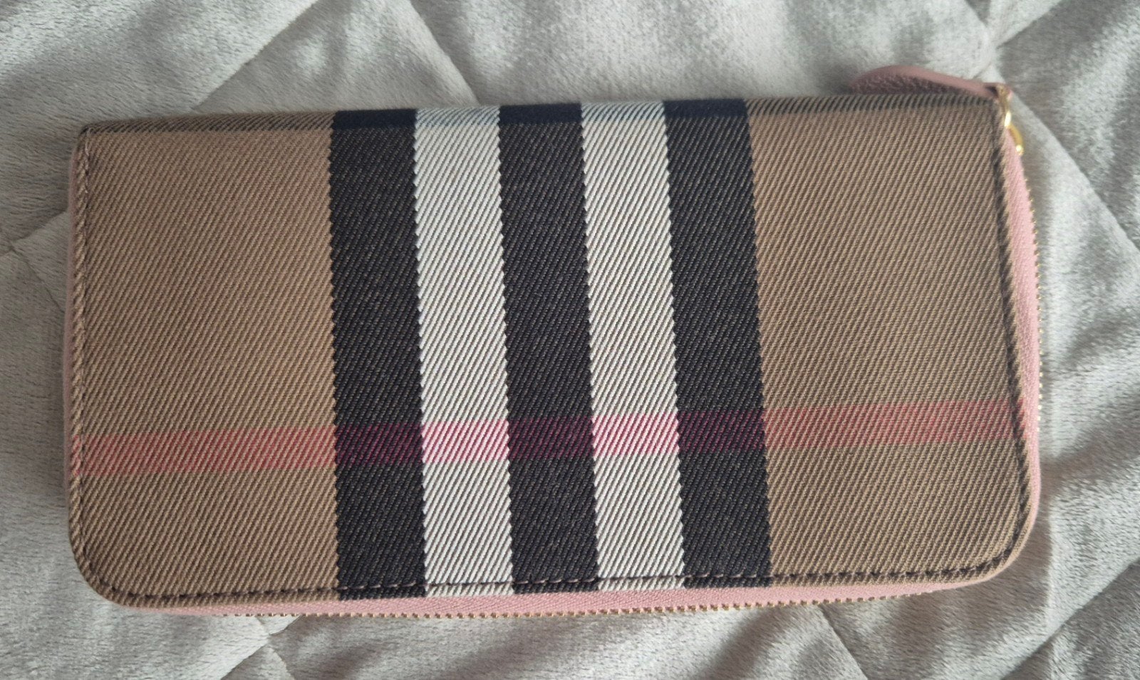 Burberry Portemonnee Roze met Ruitpatroon, Nieuw, Roze, Leer, Ophalen