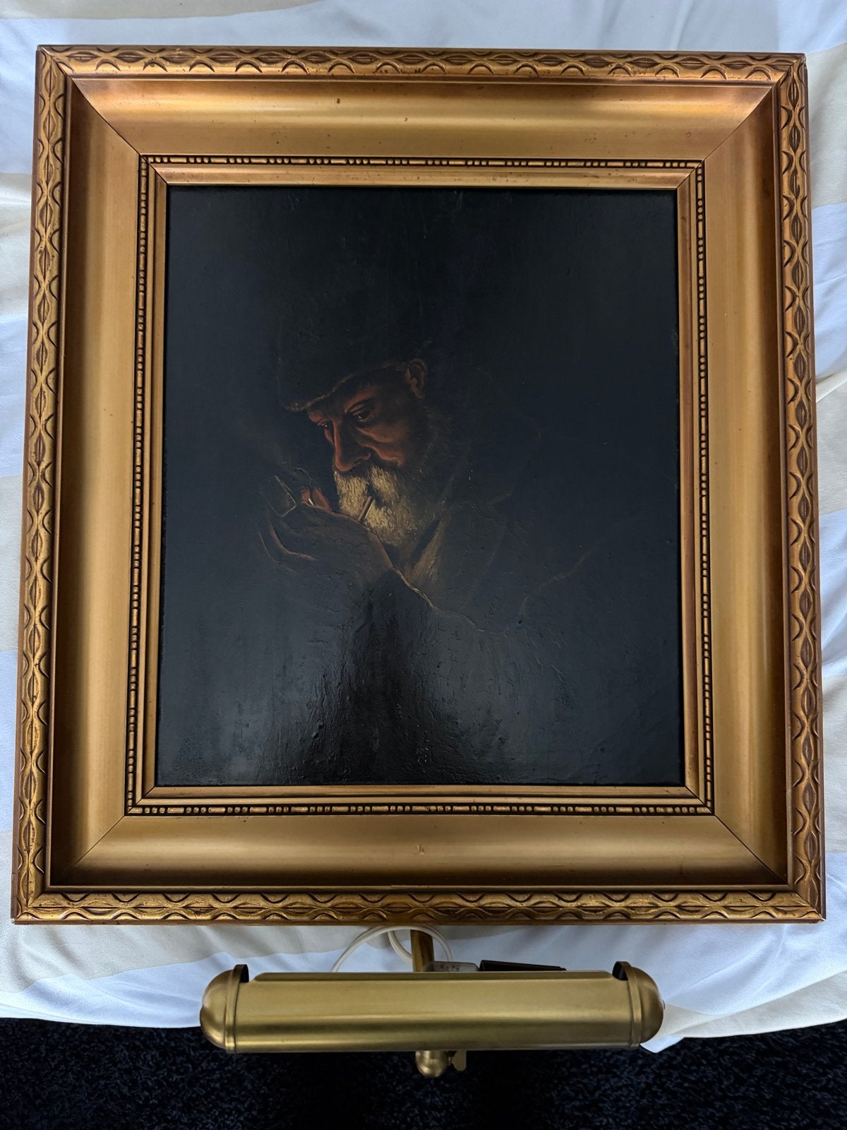 Oud schilderij: Pijprokende man met hoed, Ophalen, Paneel, Portret of Personen, Realistisch