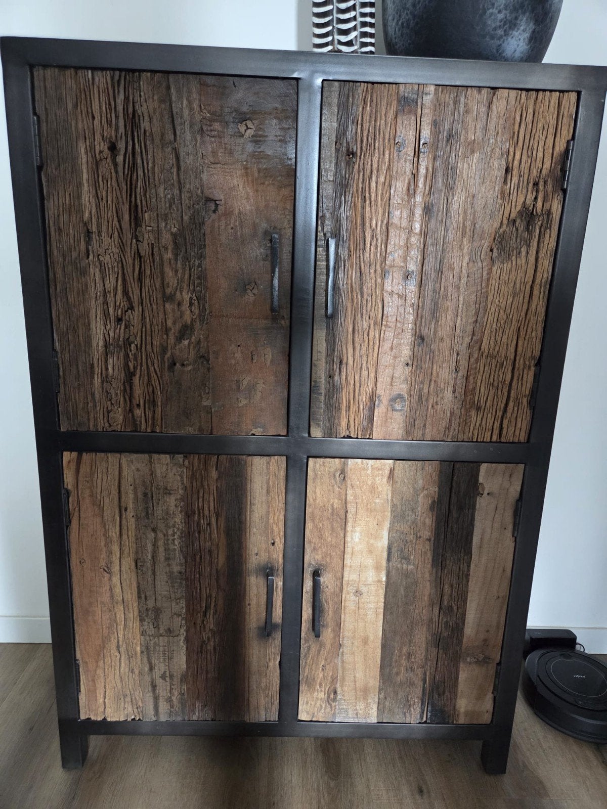 wagon houten kast met stalen frame, Ophalen, 100 tot 150 cm, Minder dan 150 cm, 25 tot 50 cm