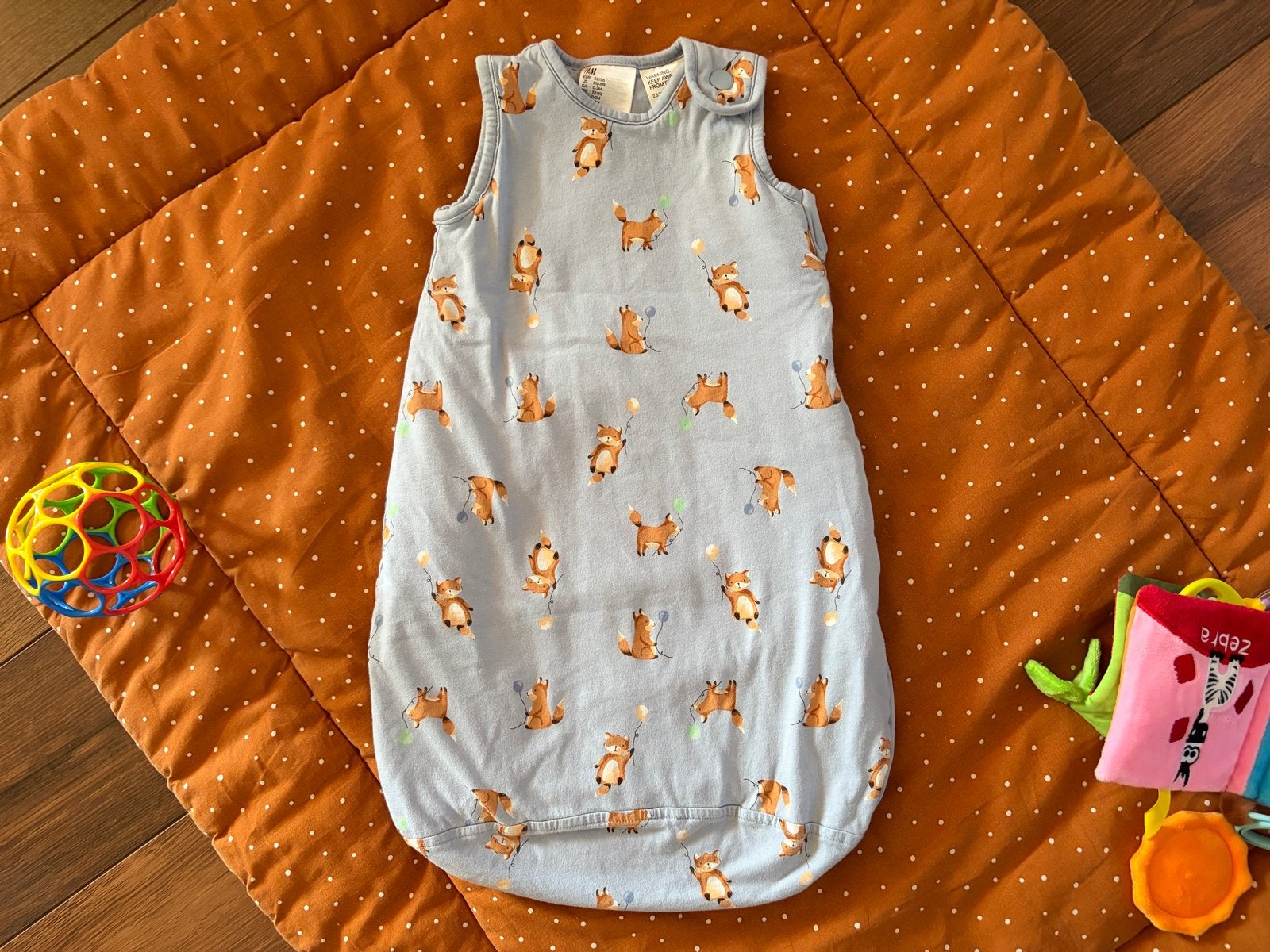 H&M Slaapzak met vossenprint, 2.5 TOG, maat 50/56, Gebruikt, Gevoerd, Slaapzak, Blauw